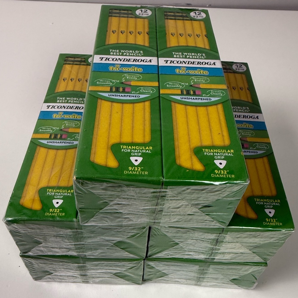 Ticonderoga Tri-Write #2 Unsharpened Triangular Pencils 360 pencils 30 Dozen New
